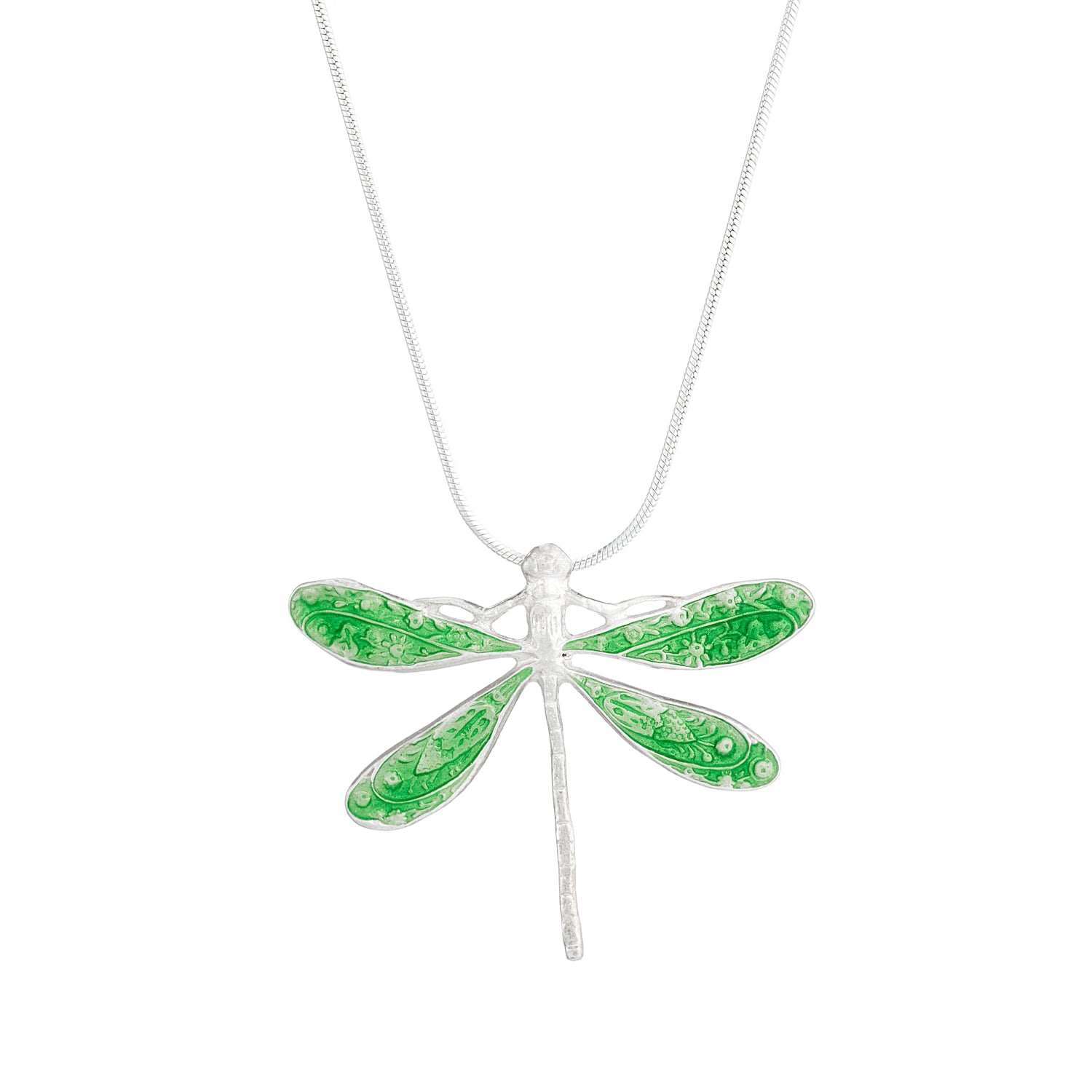 Vitreous enamel dragonfly pendant