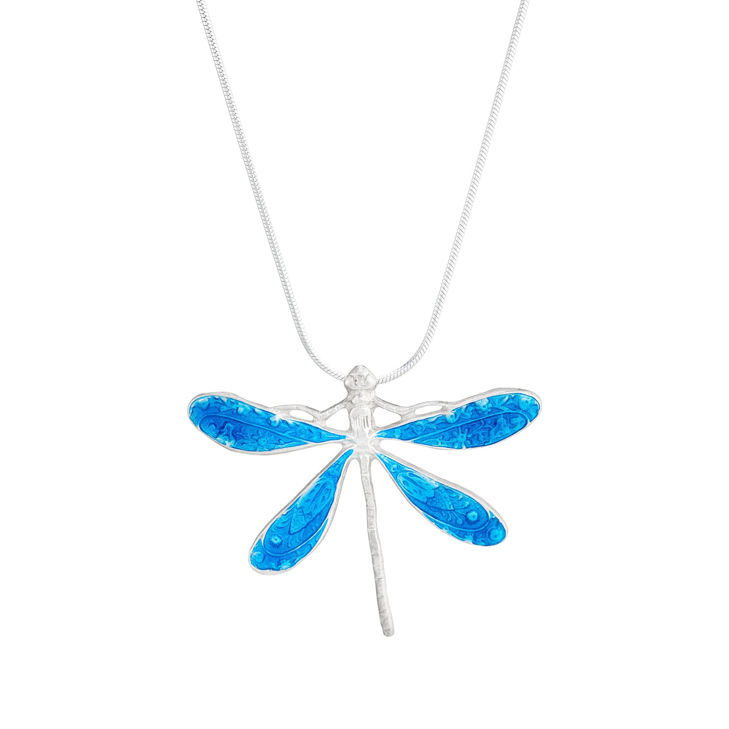 Vitreous enamel dragonfly pendant