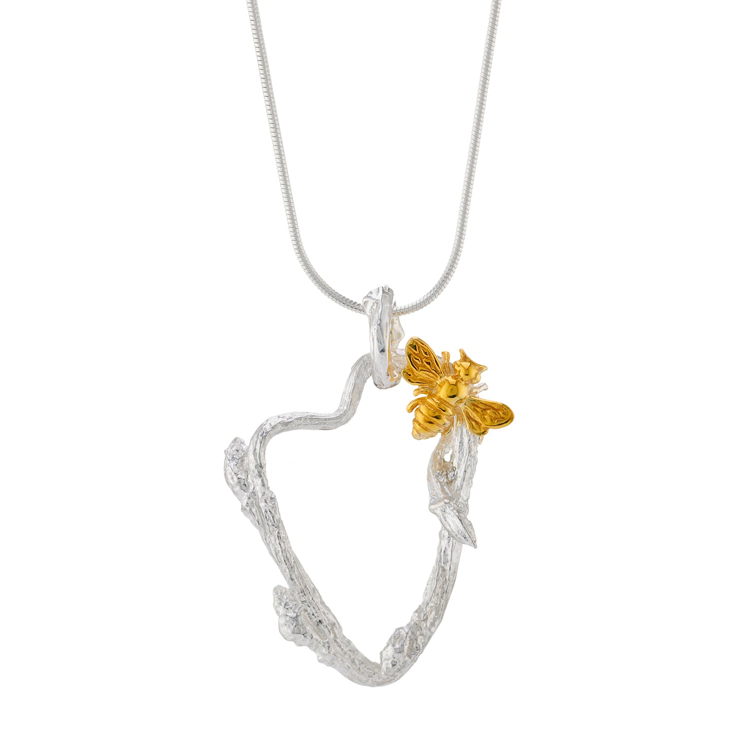 "Bee mine" twig heart pendant