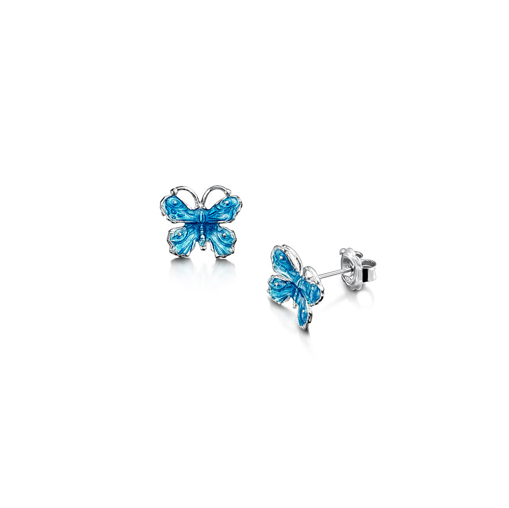 Enamel butterfly stud earrings