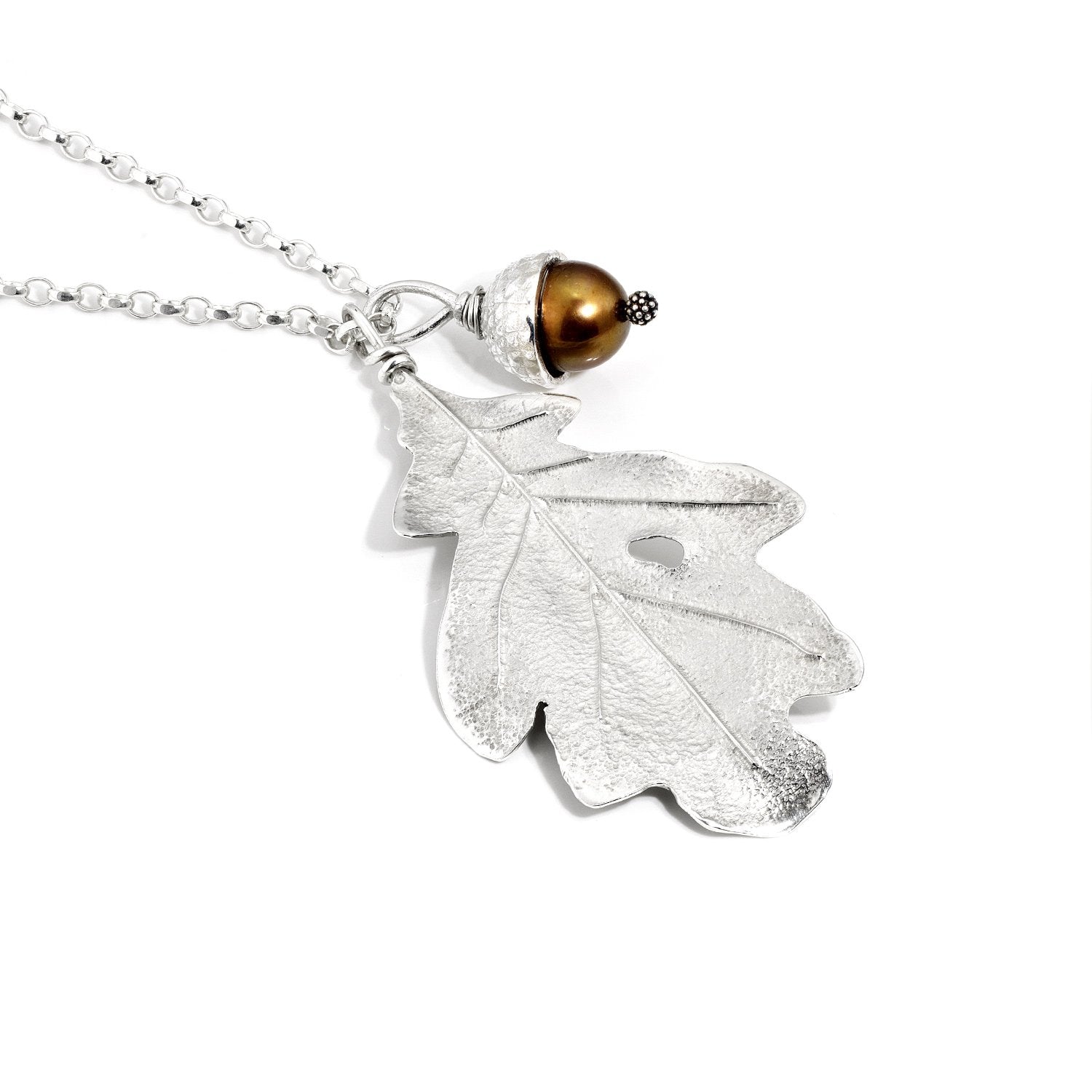 Oak Leaf & Pearl Acorn Pendant