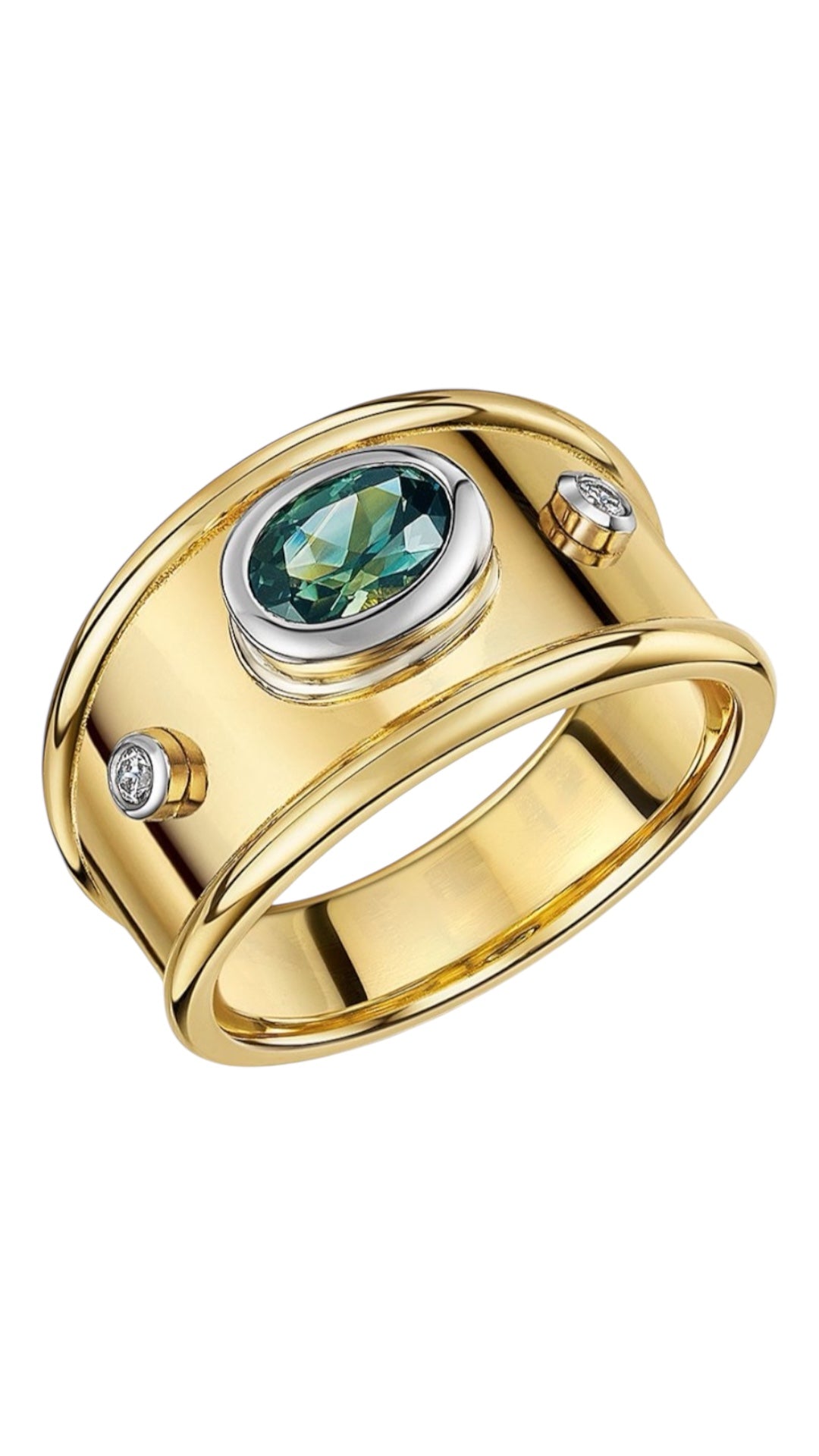 Grace ring, green sapphire and diamond.