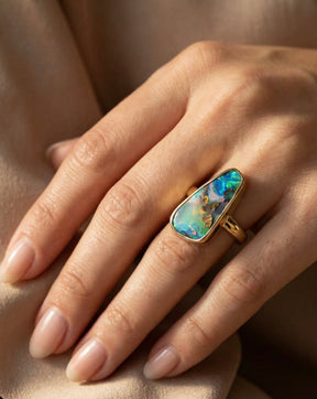 Boulder Opal ring 18ct yellow gold