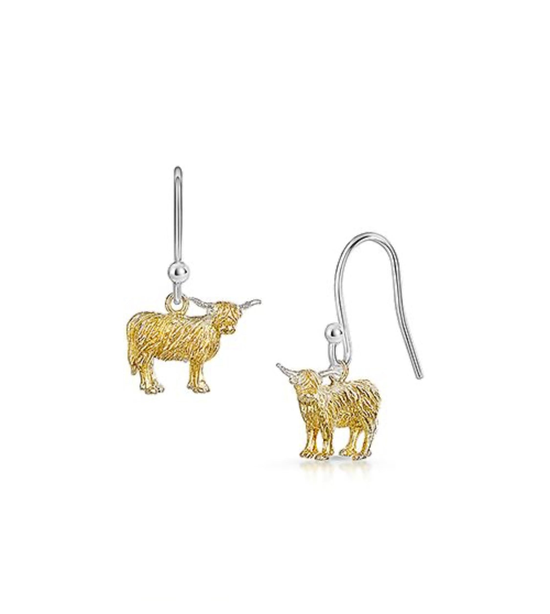 Highland cow drop earrings