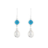 Cowrie shell and gemstone drop earrings