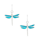 Enamelled dragonfly drop earrings