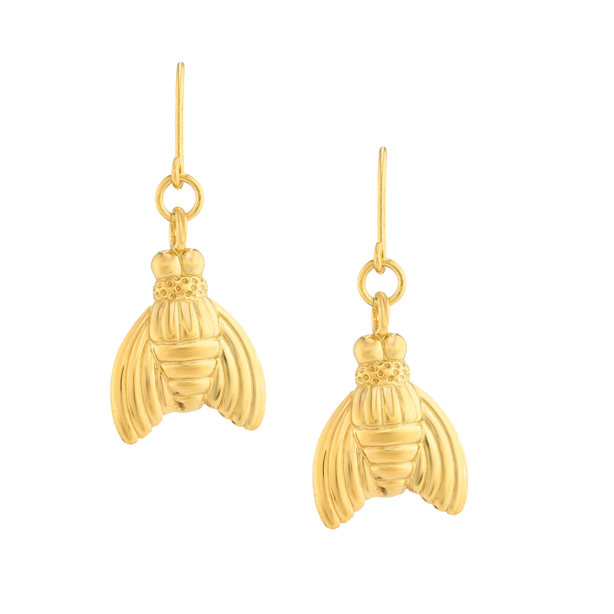 Gold plated Ancient Egyptian bee drop earrings