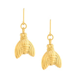 Gold plated Ancient Egyptian bee drop earrings
