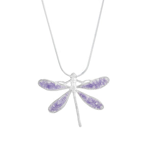 Vitreous enamel dragonfly pendant