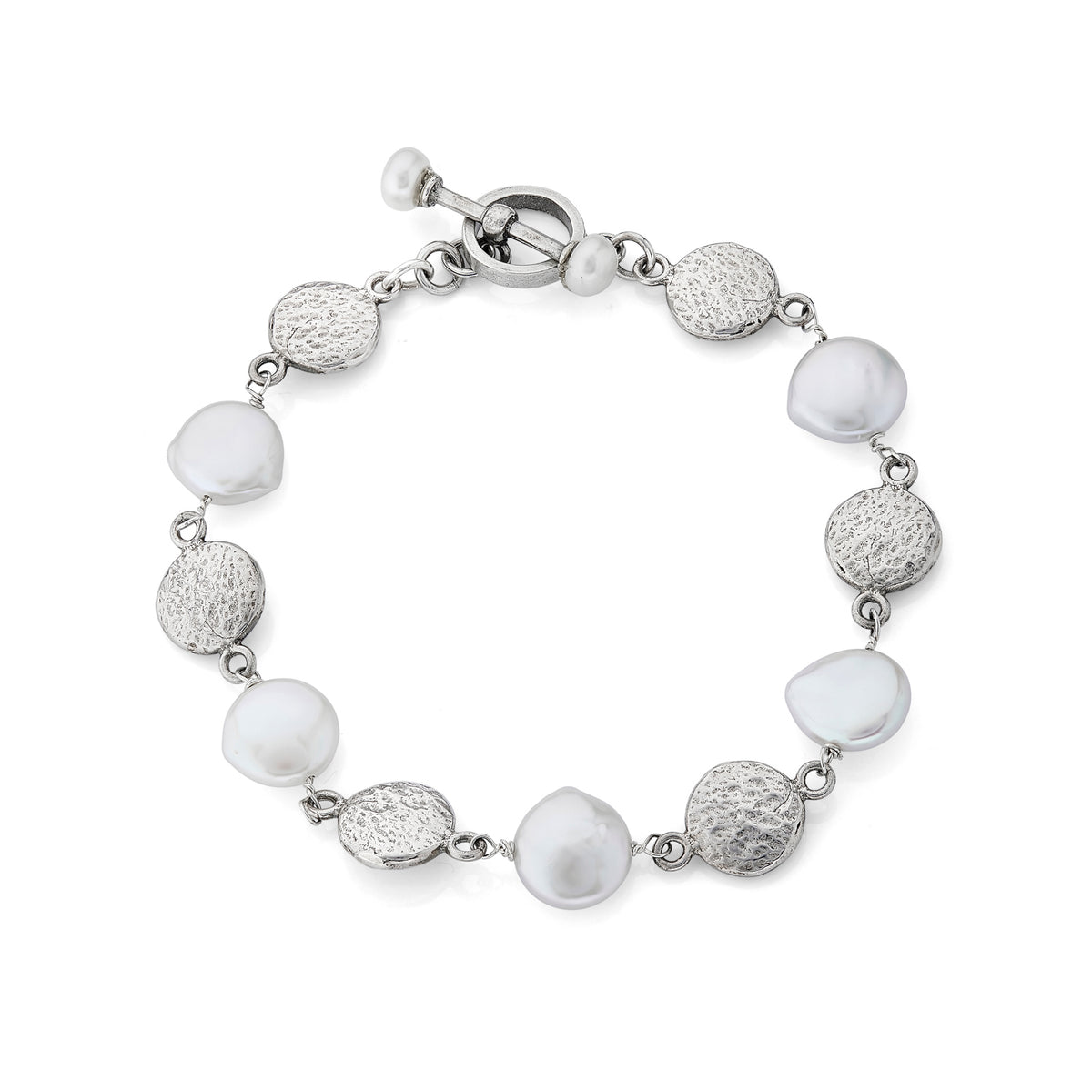 Coin pearl silver bracelet