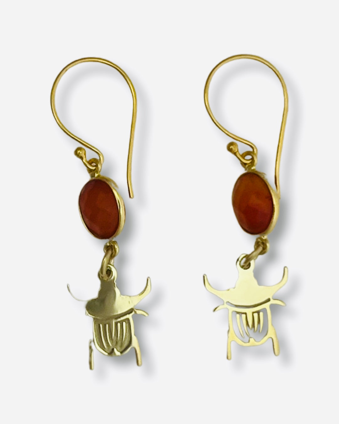 Scarab beetle drop earring with chrysophase