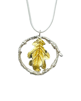 Oak leaf in Twig Circle pendant