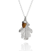 Oak Leaf & Tiger Eye Acorn Pendant